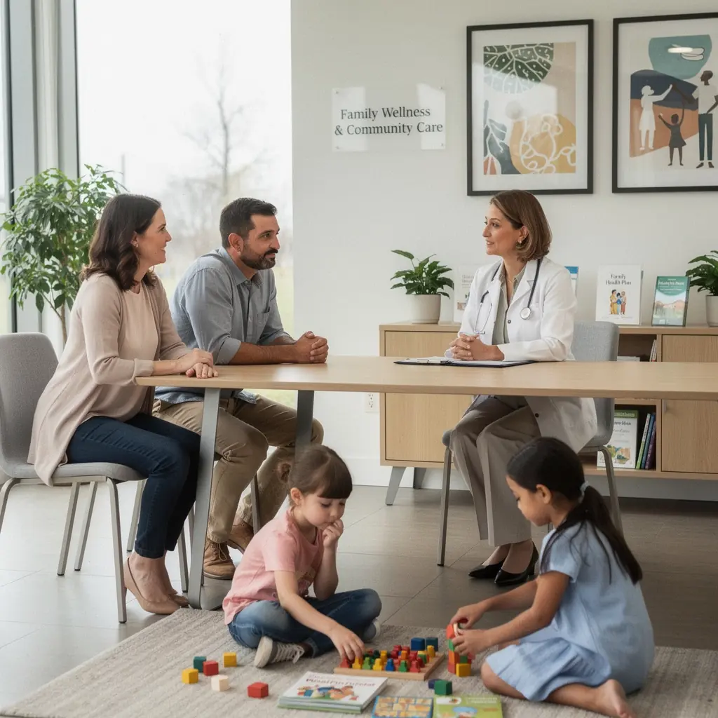 Ģimene kopā apgūst jaunas prasmes izglītības pasākumā.