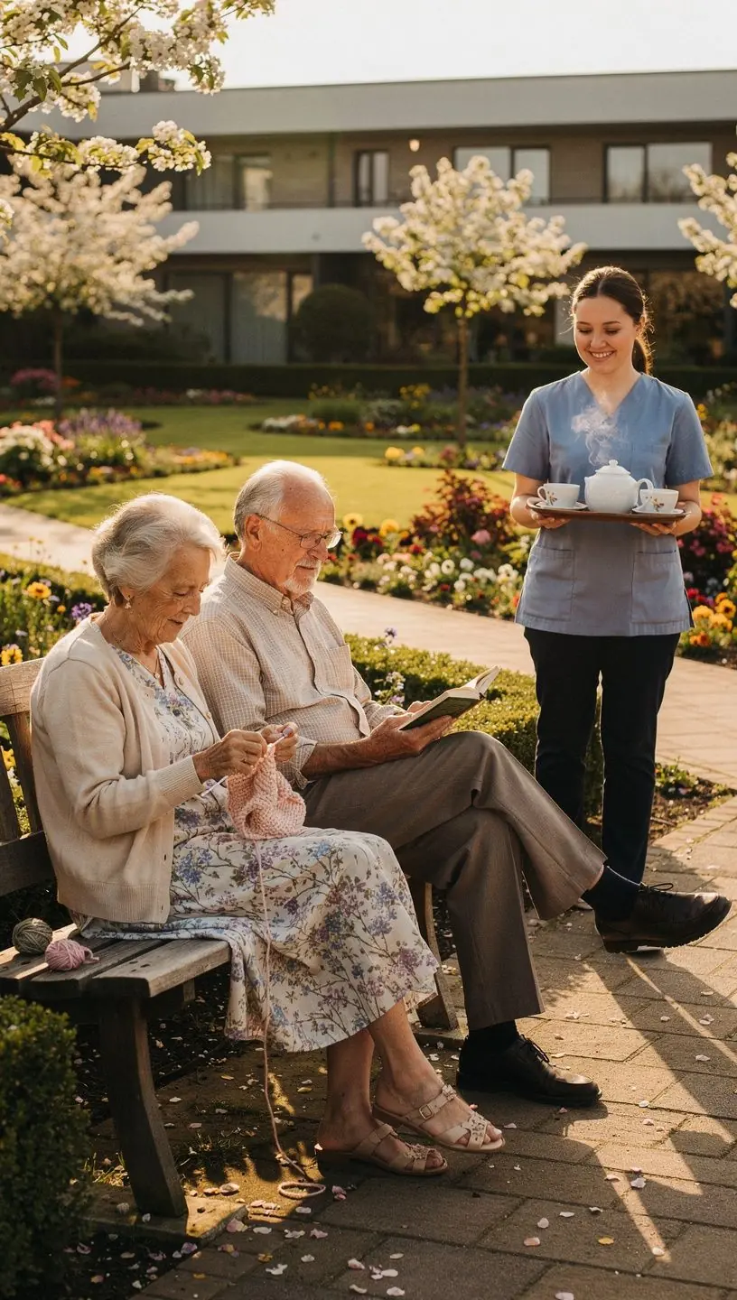 Ģimene kopīgi bauda laiku dārzā, stiprinot saites un atbalstu.
