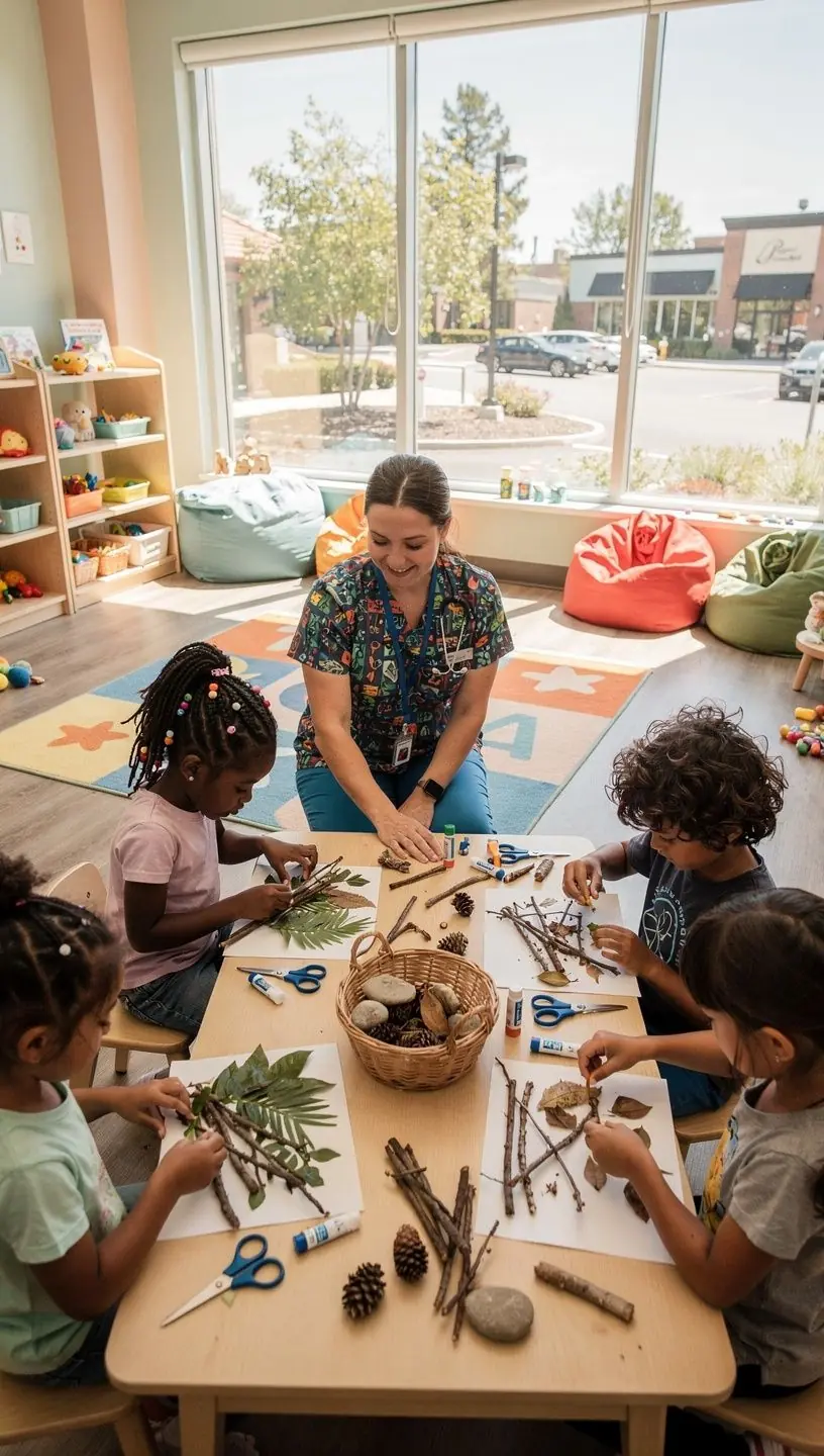 Bērni mācās par dabu, izmantojot interaktīvas izglītības metodes.